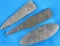 Lot (3) Authentic Native American Arrowheads & Spearpoints Paleo Artifacts