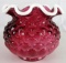 Fenton Cranberry Snowcrest Vase 5.5
