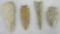 Lot (4) Large Authentic Native American Arrowheads & Spearpoints Paleo Artifacts