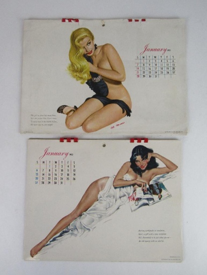 Vintage 1951 & 1952 Esquire Pin-Ip Calendars