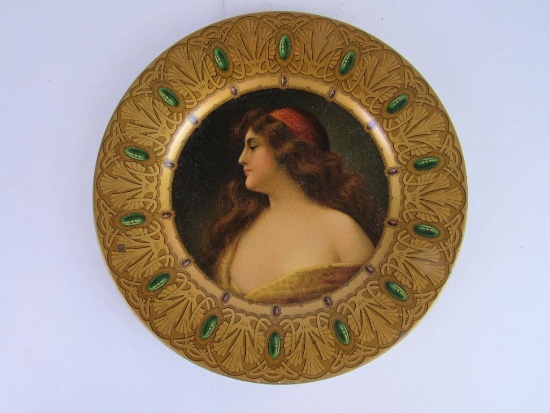 Antique Tin Vienna Art Portrait Plate