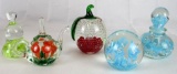 Lot (5) Signed St. Clair Contolled Bubble Glass Paperweights