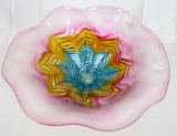 Outstanding Signed Ron Hinkle Art Glass Iridized Pulled Feather 11