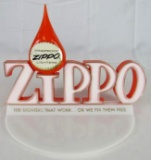 Excellent Vintage Zippo Lighters Plastic Counter Advertising Sign