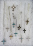 Beautiful Large Case Lot of Signed Sterling Silver Necklaces & Cross Pendants