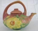 Antique Roseville Pottery Pink Peony Teapot w/ Lid