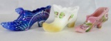 Lot (3) Fenton Art Glass Shoes Including Hand Painted