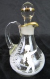 Beautiful Antique Hand Painted Mary Gregory Style Glass Cruet w/ Stopper