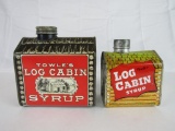 Lot (2) Vintage Log Cabin Syrup Tin Advertising Banks