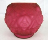 Vintage Fenton for L. G. Wright Cased Cranberry Puffy Satin Glass Rose Bowl