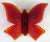 Vintage Fenton Art Glass Large Satin Amberina Butterfly Candle Holder