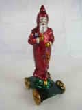Contemporary Old World Santa Clause Metal Pull Toy