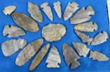 Outstanding Collection (19) Authentic Native American Arrowheads & Spearpoints Paleo Artifacts