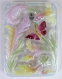 Beautiful Fenton Art Glass Hand Painted Candle Tray
