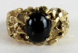 Vintage 10 Kt Gold Nugget & Onyx Men's Ring