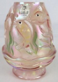 Fenton Art Glass Hand Painted 2 Pc Fairy Light w/ Fish Motif