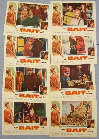 Bait (1954) Lobby Card Set of (8) w/Cleo Moore Pin-Up