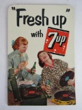 Seven-Up (1953) Easel Back Counter Advertising Sign/Mint!