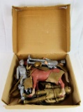 MARX Gold & Silver Knights Figures w/Extra Parts & Scarce Box