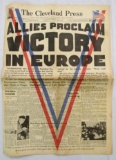 WWII 1945 VE Day Victory in Original Europe Newspaper