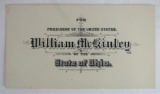 President William McKinley 1886 Presidential Electors Card