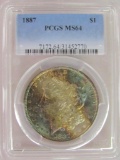 1887 Morgan Silver Dollar/Toned PCGS MS64