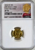 2016-W 24K Gold 1/10th ounce NGC Early Release SP70