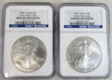 (2) 2007 Silver Eagles NGC Early Release Gem Uncirculated