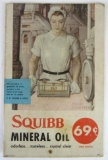 Squibb Mineral Oil 1930's Easel Back Counter Display Sign