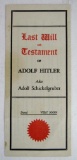WWII 1940's Hitler Last Will & Testament/Propaganda