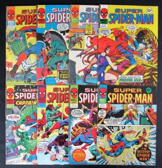 Lot (8) 1978 Marvel Super Spider-Man UK Comics
