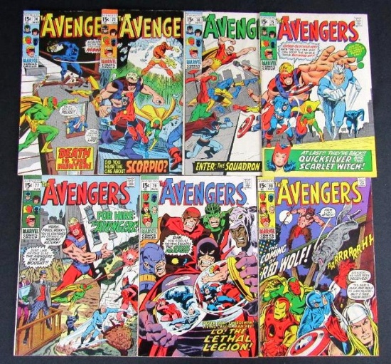 Avengers Silver Age Lot #70, 72, 74, 75, 77, 79, 80