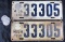 1916 Michigan Matched Pair License Plates, with Extra Seal