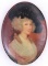 Antique Hand Painted Portrait of Lady on Shell (?)