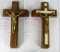 Lot (2) Antique I.N.R.I. (Jesus of Nazareth, King of the Jews) Crucifix Altar Boxes w/ Candles