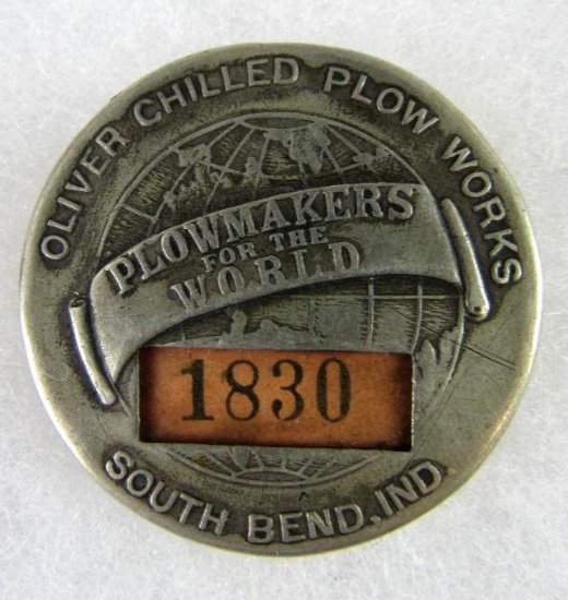 Antique Oliver Plow Works Employee/ Worker Badge- South Bend, Indiana