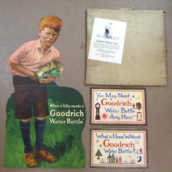 Outstanding B.F. Goodrich Tires Rubber Water Bottle Cardboard Easel Back Standee Store Display