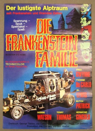Rare 1973 "Die Frankenstein Familie" (Munster Go Home) A1 German 1 Sheet Movie Store Poster