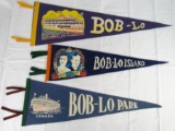 Excellent Lot (3) Antique Bob-Lo Island Felt Pennants