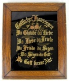 Antique German Reverse Painted Glass Framed Home Blessing