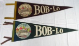 Lot (2) Antique Bob-Lo Island Felt Souvenir Pennants