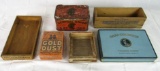 Lot (6) Antique Country Store Advertising Boxes & Tins. Gold Dust, Tobacco, Cream Cheese, etc