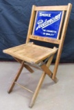 Outstanding 1920's Piedmont Tobacco Advertising Folding Chair w/ Porcelain Sign Back