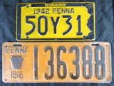 1916 & 1942 Pennsylvania License Plates