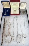 Sterling Silver Estate Found Grouping- Necklaces, Bracelet, Rings