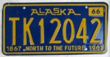 Rare Vintage 1966-1967 Alaska Metal License Plate