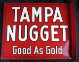 Excellent Antique Tampa Nugget Cigars Dbl. Sided Steel Flange Sign (1953 Dated)