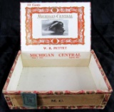 Excellent Antique Michigan Central Railroad Cigar Box- Saginaw, MI