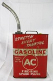 Excellent Vintage AC Fire Ring Spark Plugs 2-Gallon Metal Gas Can