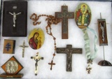 Case Lot of Antique Crucifixes & Rosaries and Other Religious Items
